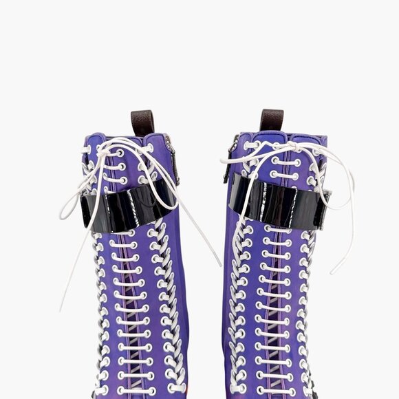 Louis Vuitton Moonlight Lace-Up Boots Size 37.5 US 7.5 Women’s Purple Satin - Picture 5 of 15